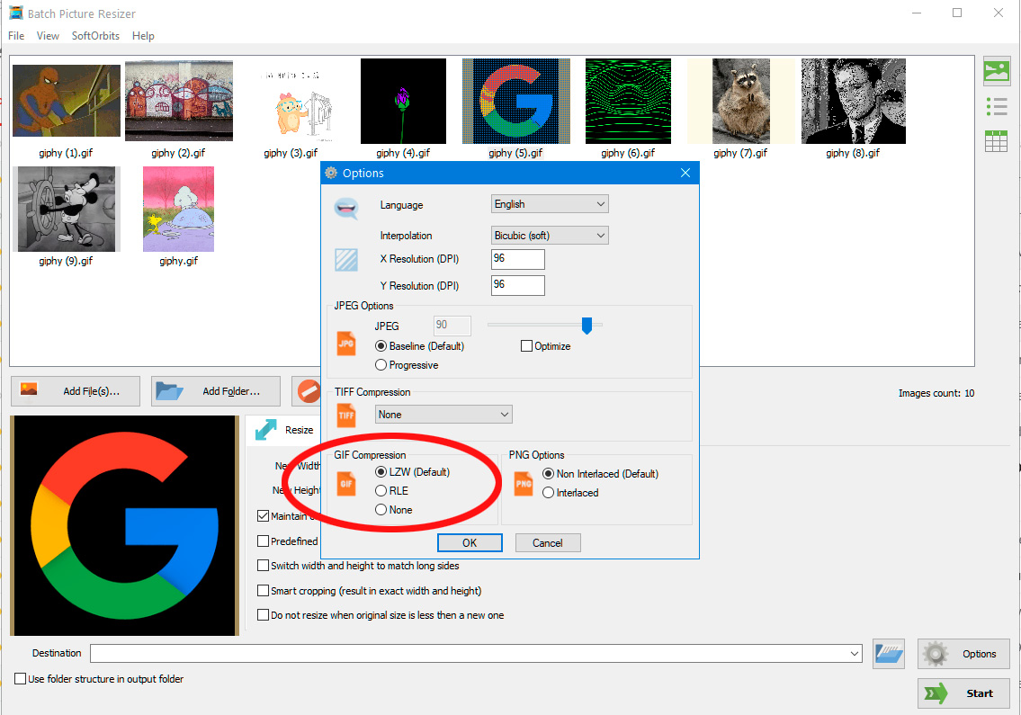 Komprese souborů GIF.