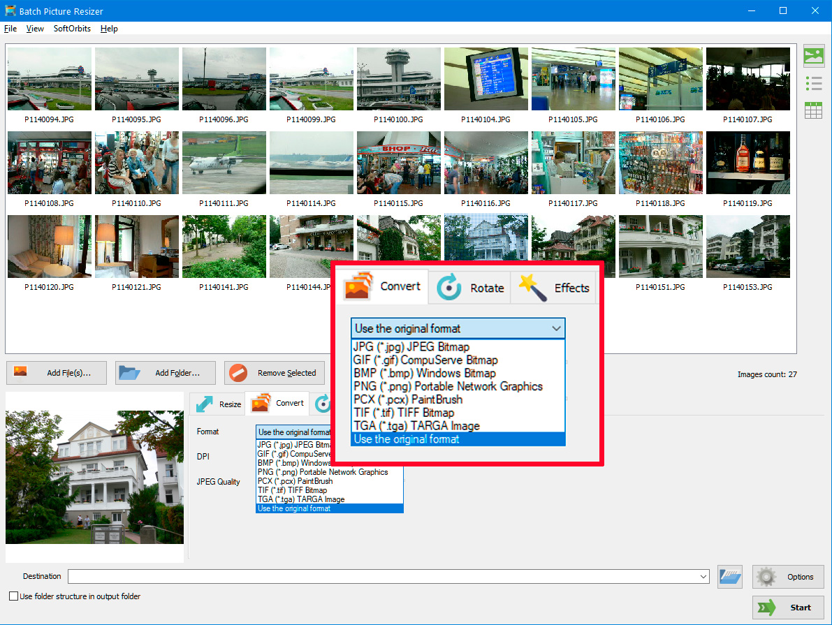 Vybrat výstupní formát.