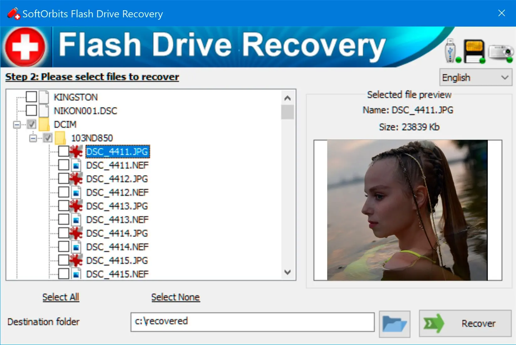 SoftOrbits Flash Drive Recovery Snímek obrazovky.