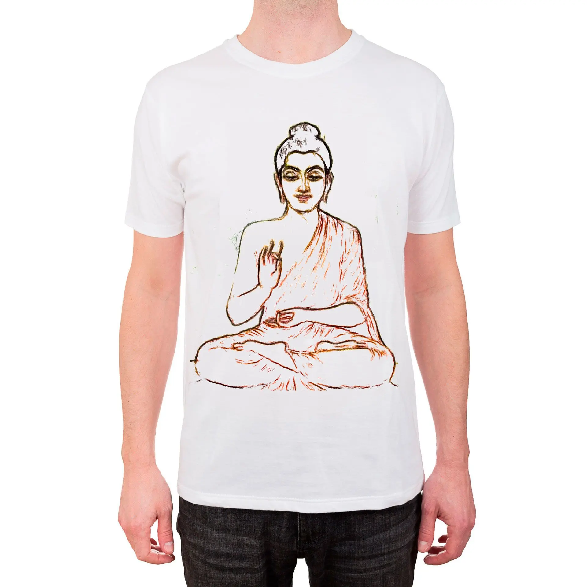Tričko s liniovou kresbou náčrtku Buddhy..