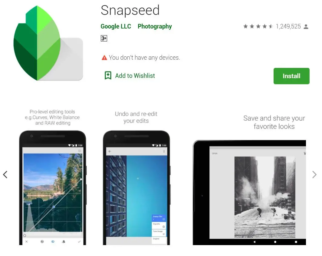 Aplikace Snapseed na Google Play..