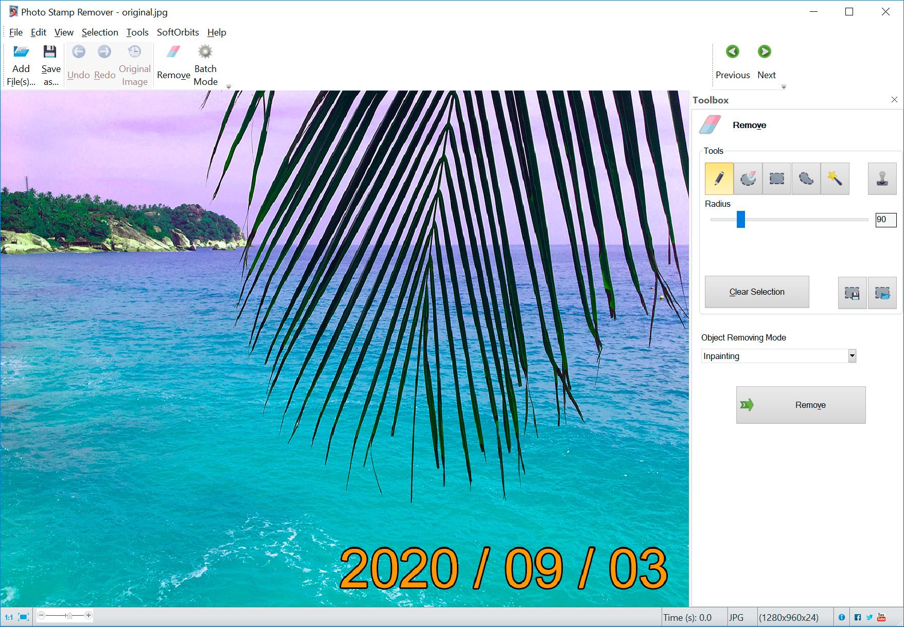 Software na odstranění razítka s datem z fotografií..