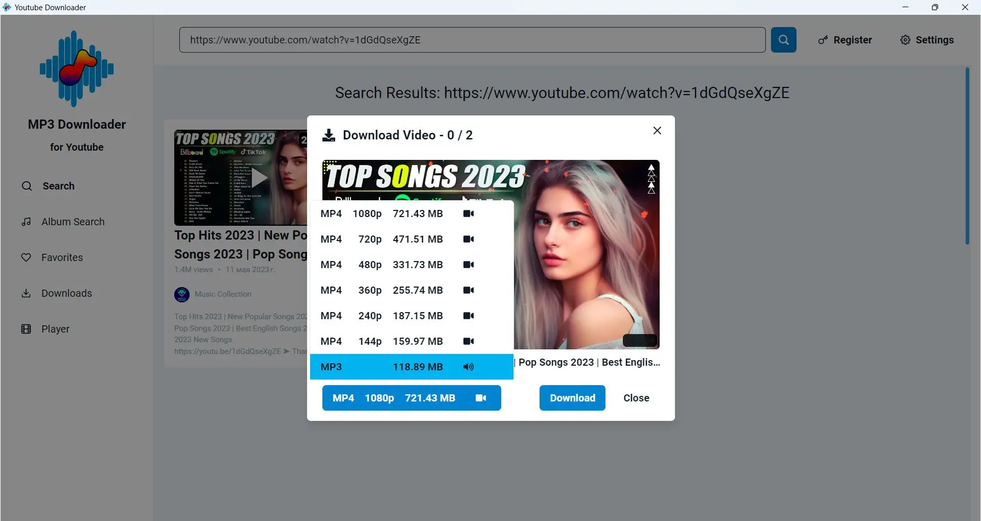 MP3 Downloader for Youtube Snímek obrazovky.