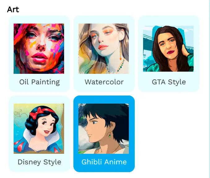 Vyberte si Ghibli Preset.