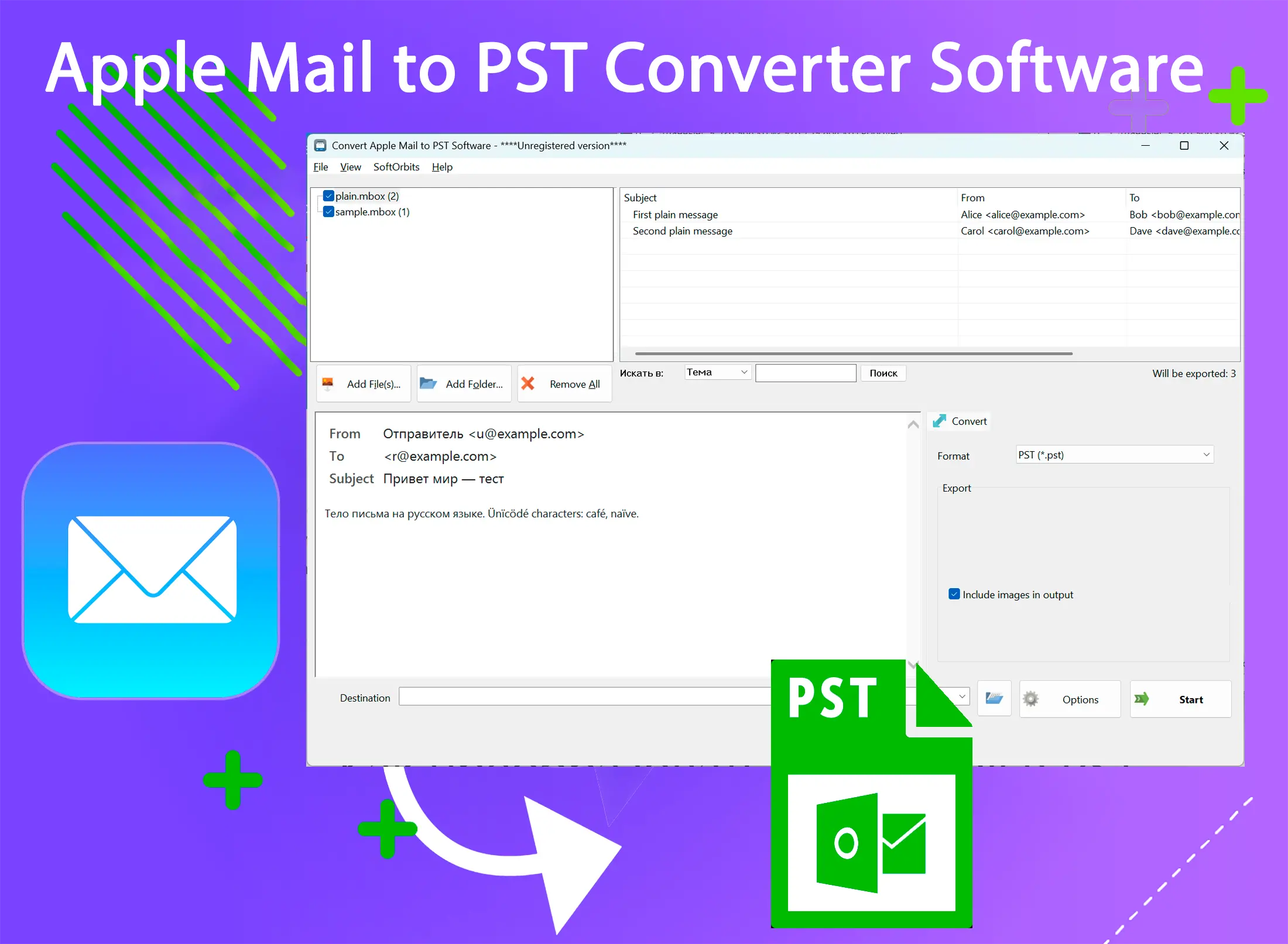 Apple Mail to PST Converter Software Snímek obrazovky.