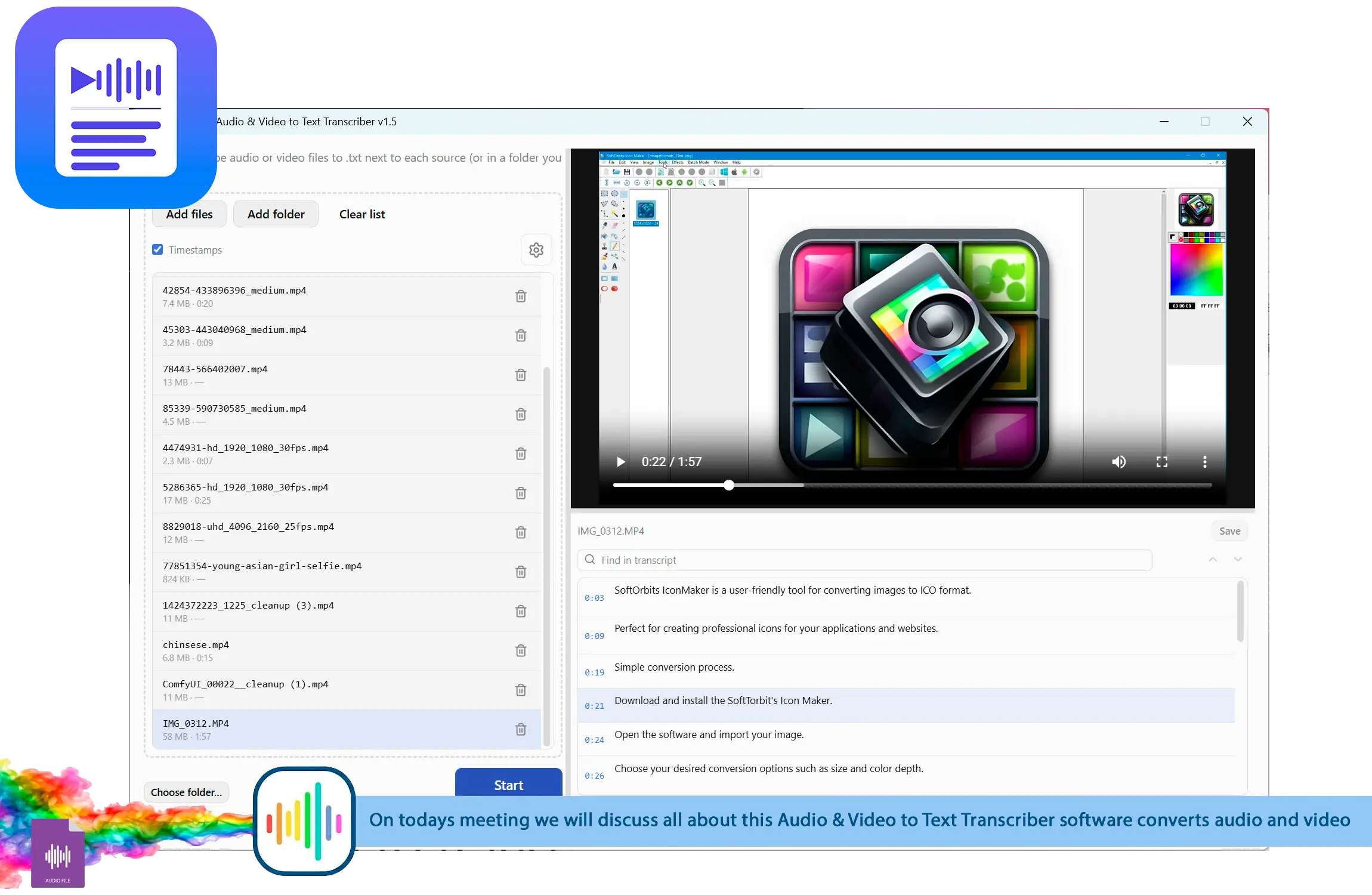 TranscribeIt: Audio & Video to Text Transcriber Snímek obrazovky.