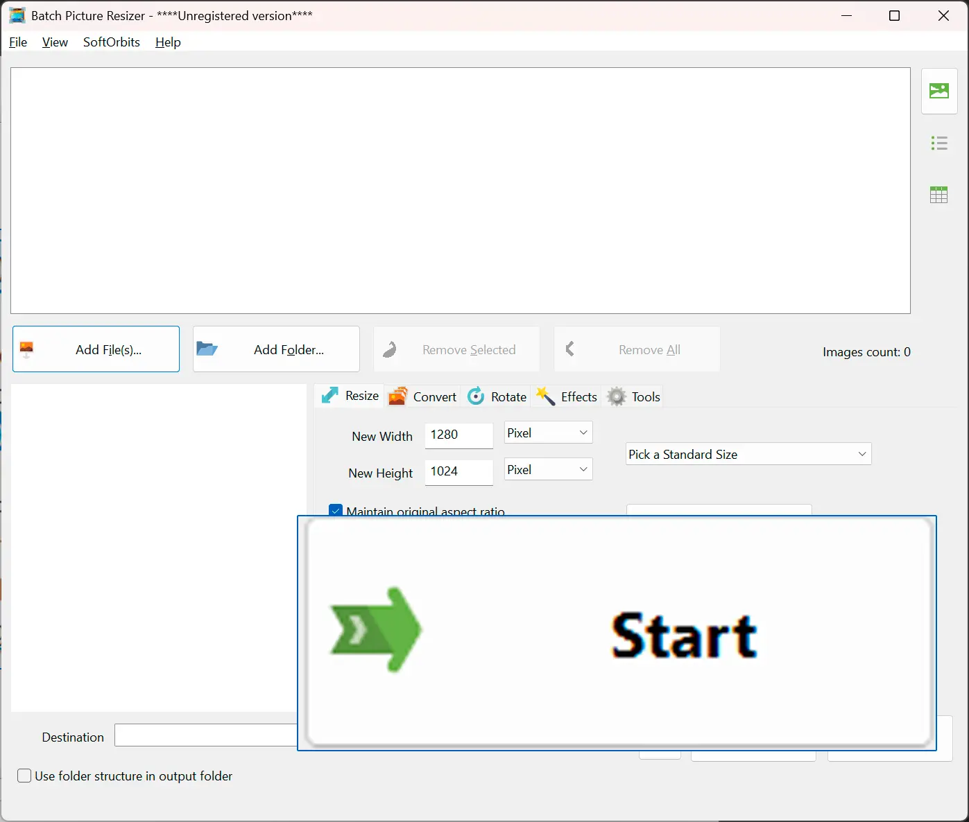 Stiskněte Start.