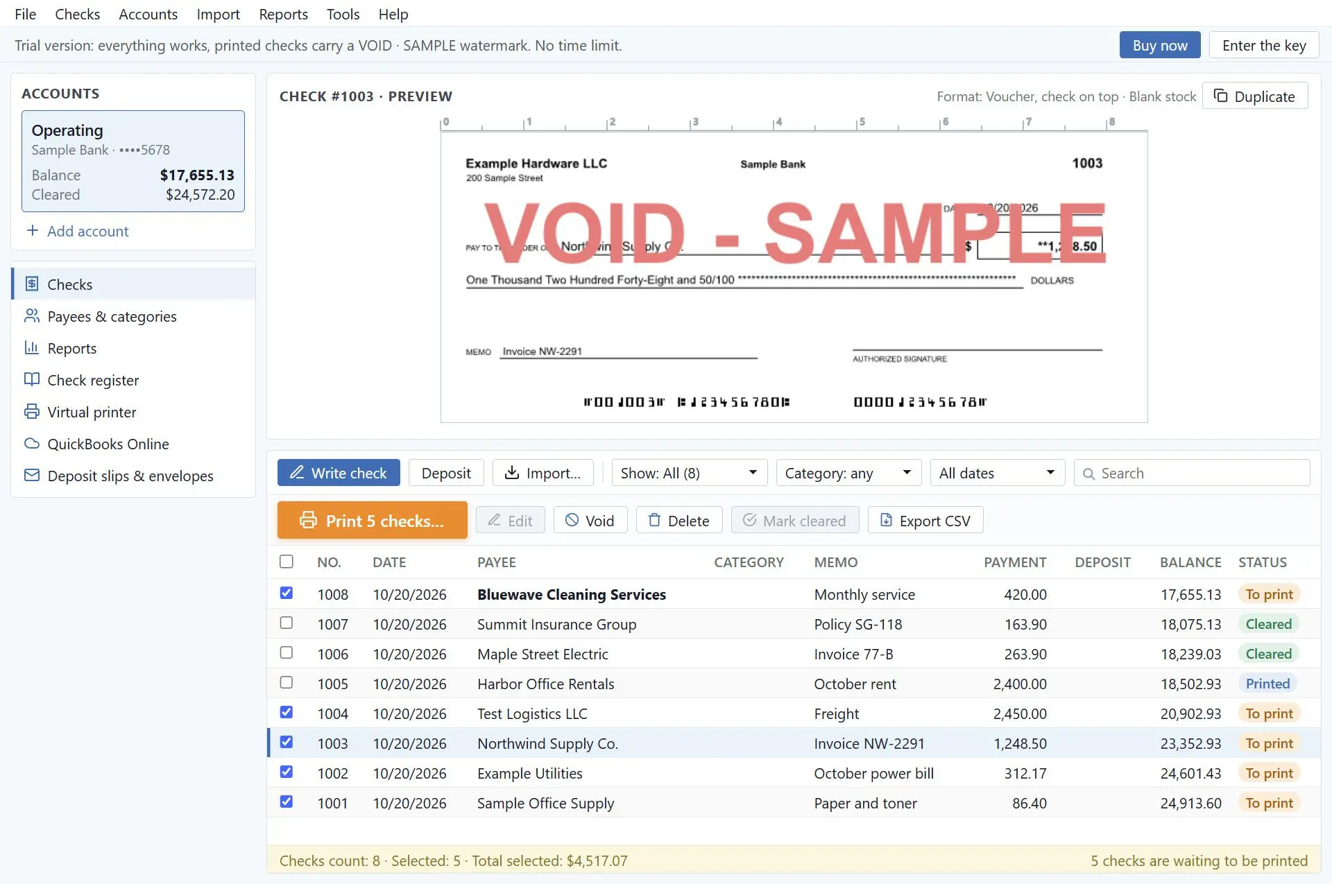 CheckSprint - Check Printing Software for Payroll, Personal, Business Snímek obrazovky.