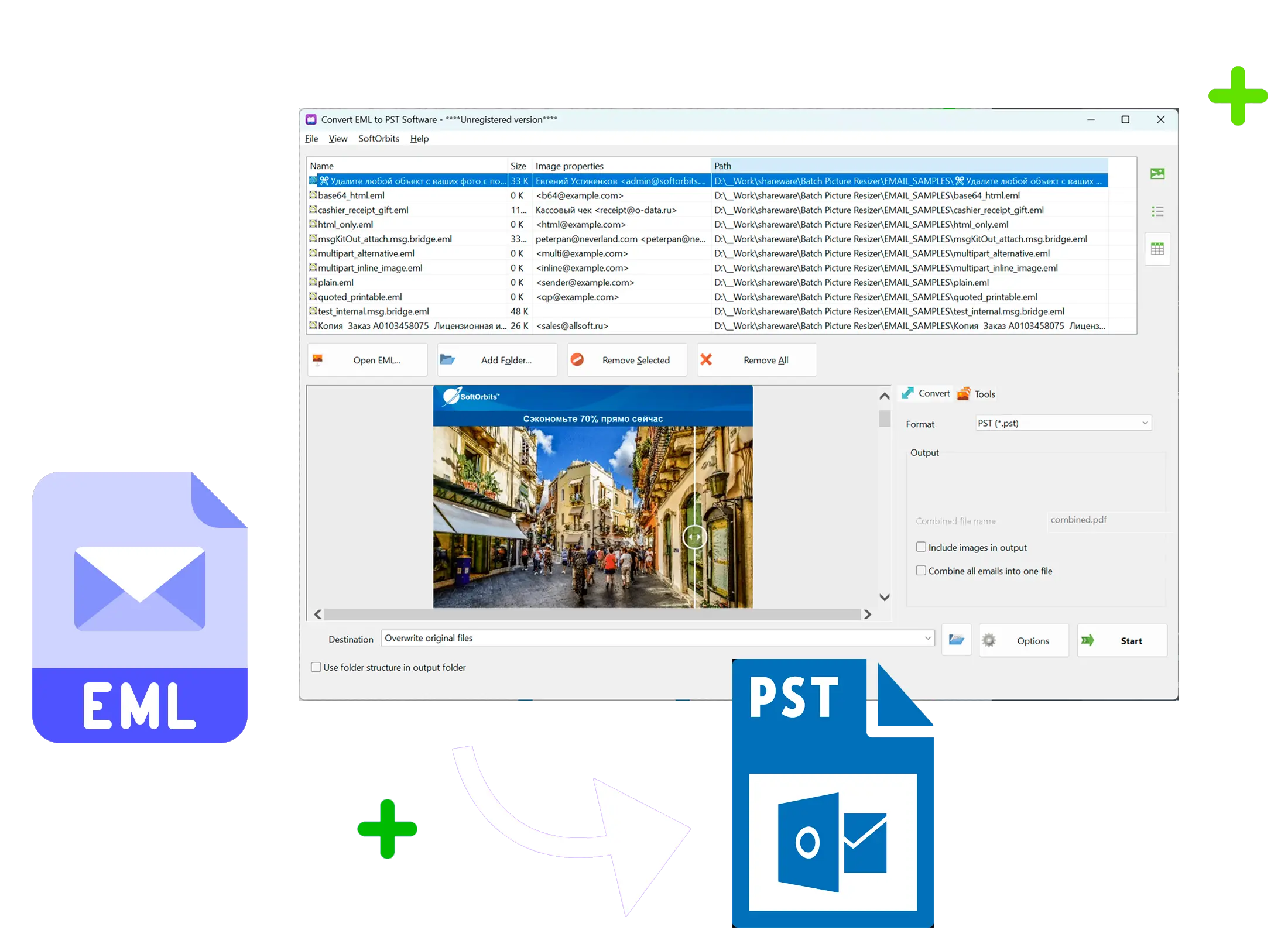 EML to PST Converter Software Snímek obrazovky.