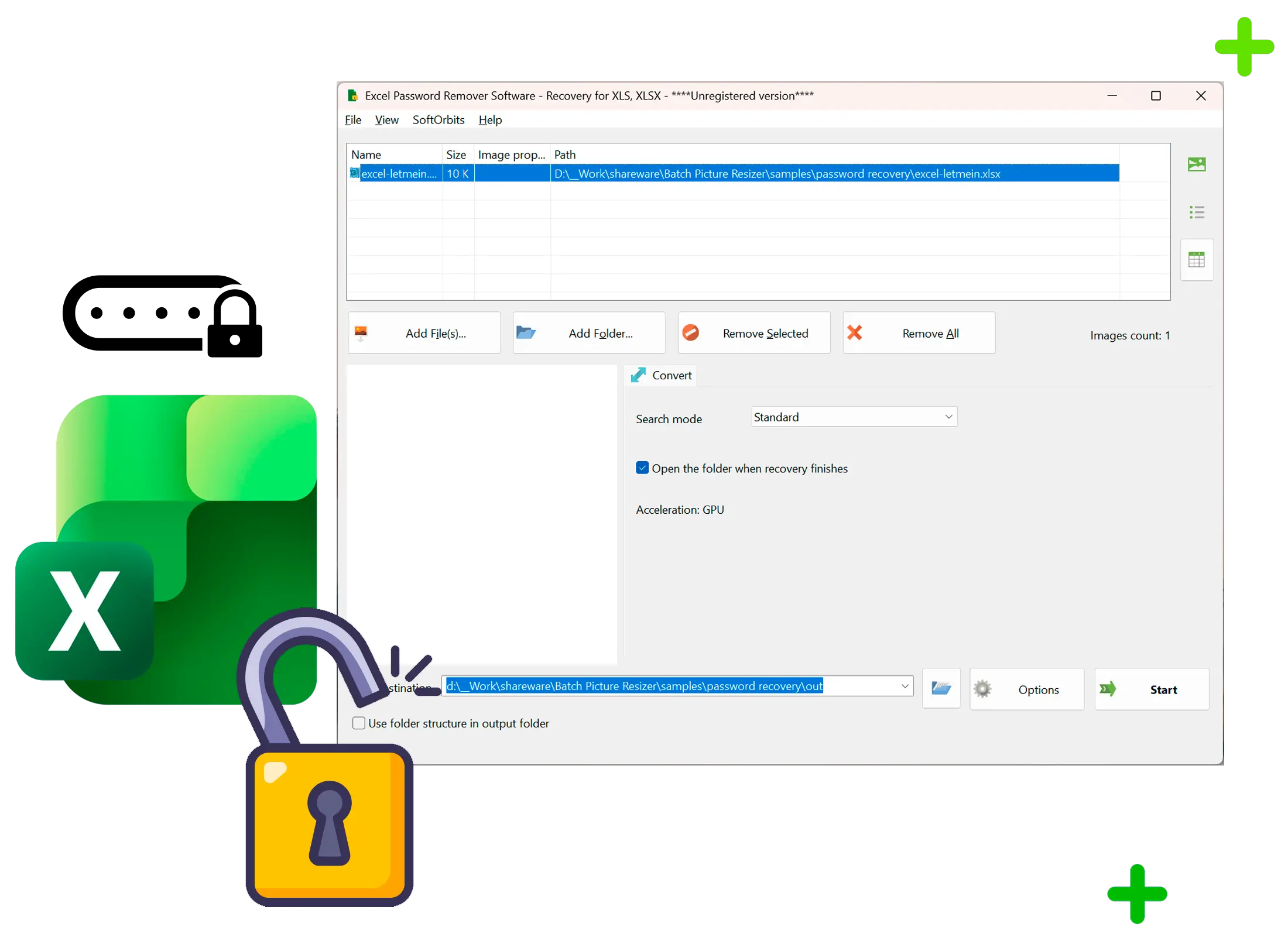 Excel Password Recovery Snímek obrazovky.