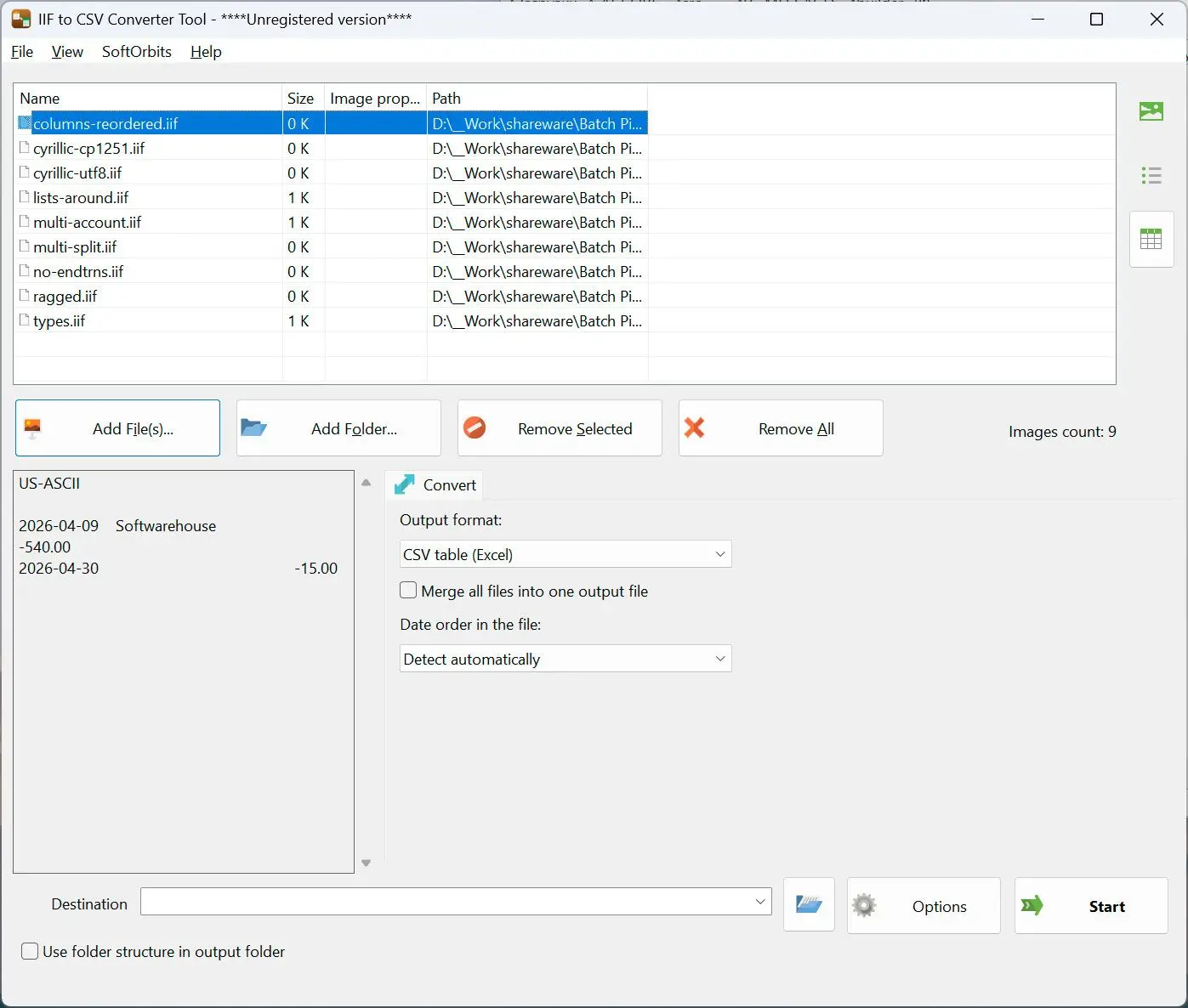 QIF to QBO Converter Snímek obrazovky.