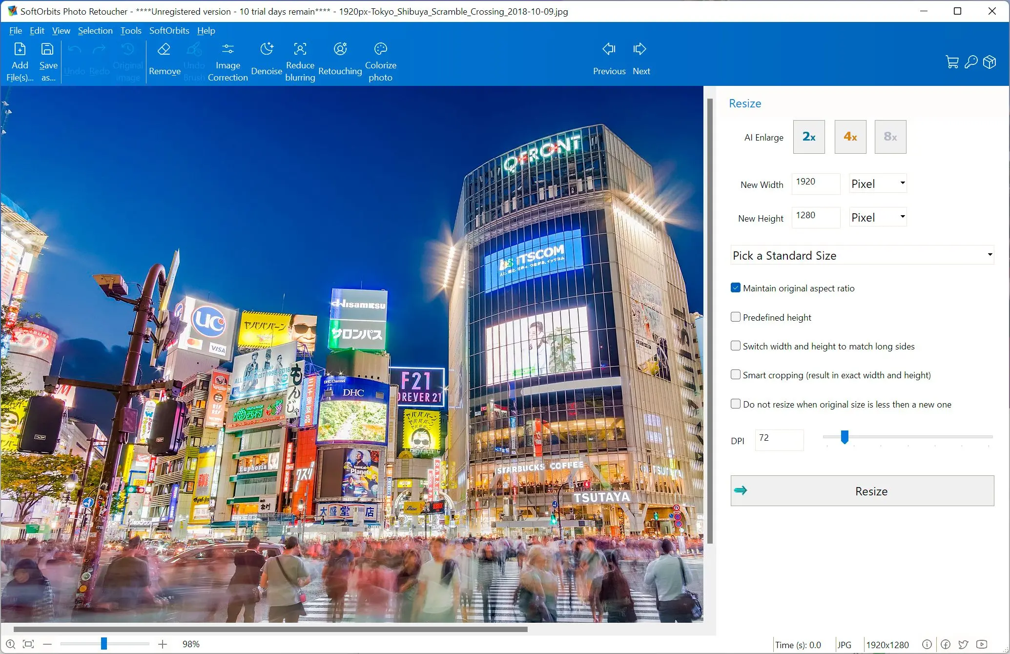 SoftOrbits Photo Retoucher: Snímek obrazovky.