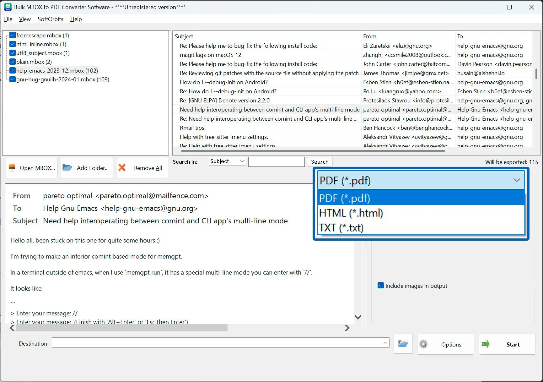 Náhled a výběr PDF.