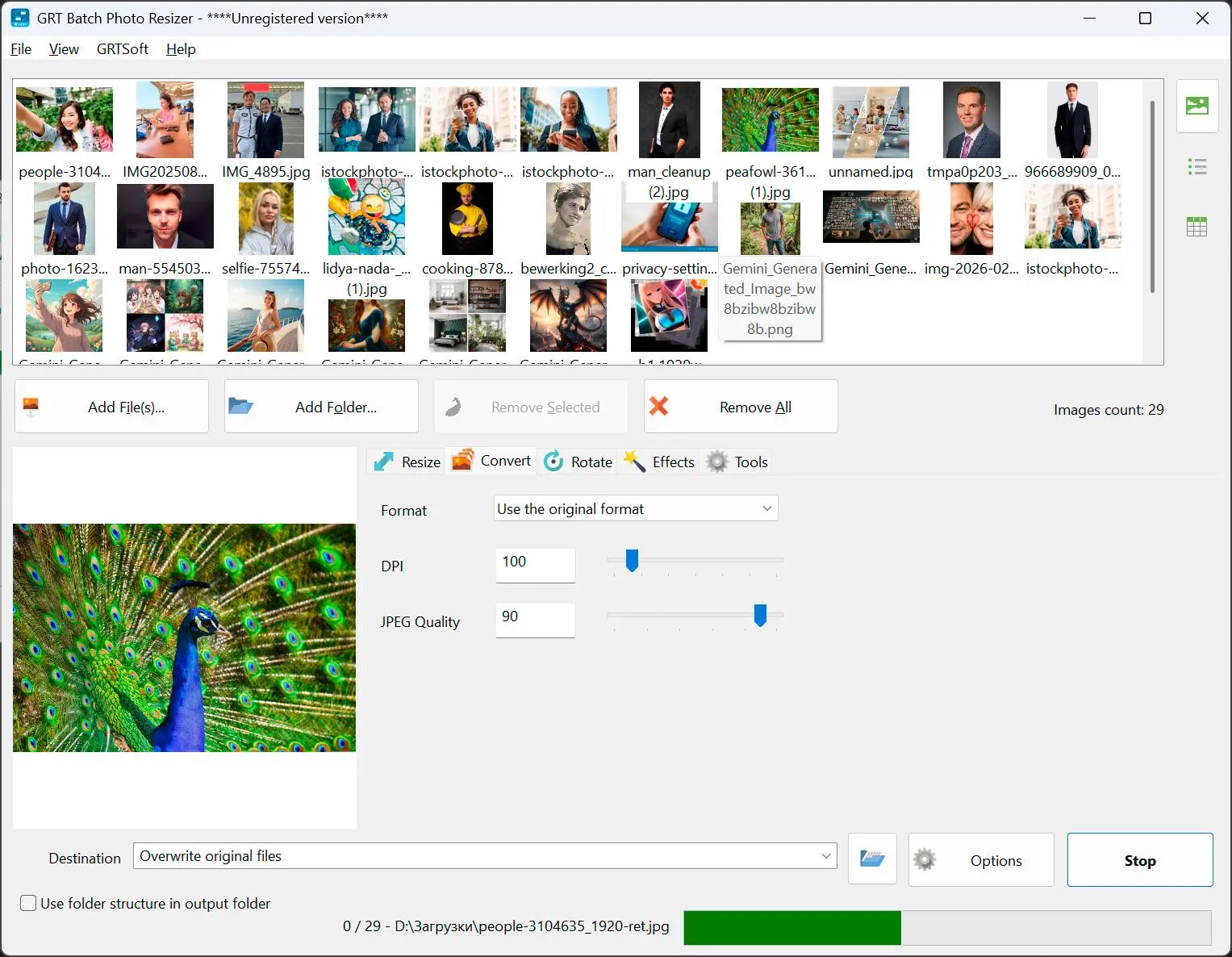 Spusťte a zkontrolujte výstupní složku.