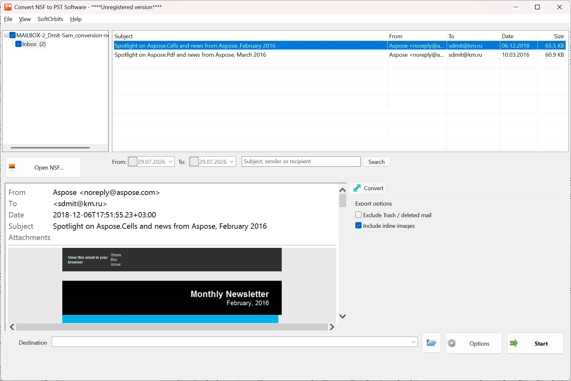 NSF to PST Converter Snímek obrazovky.