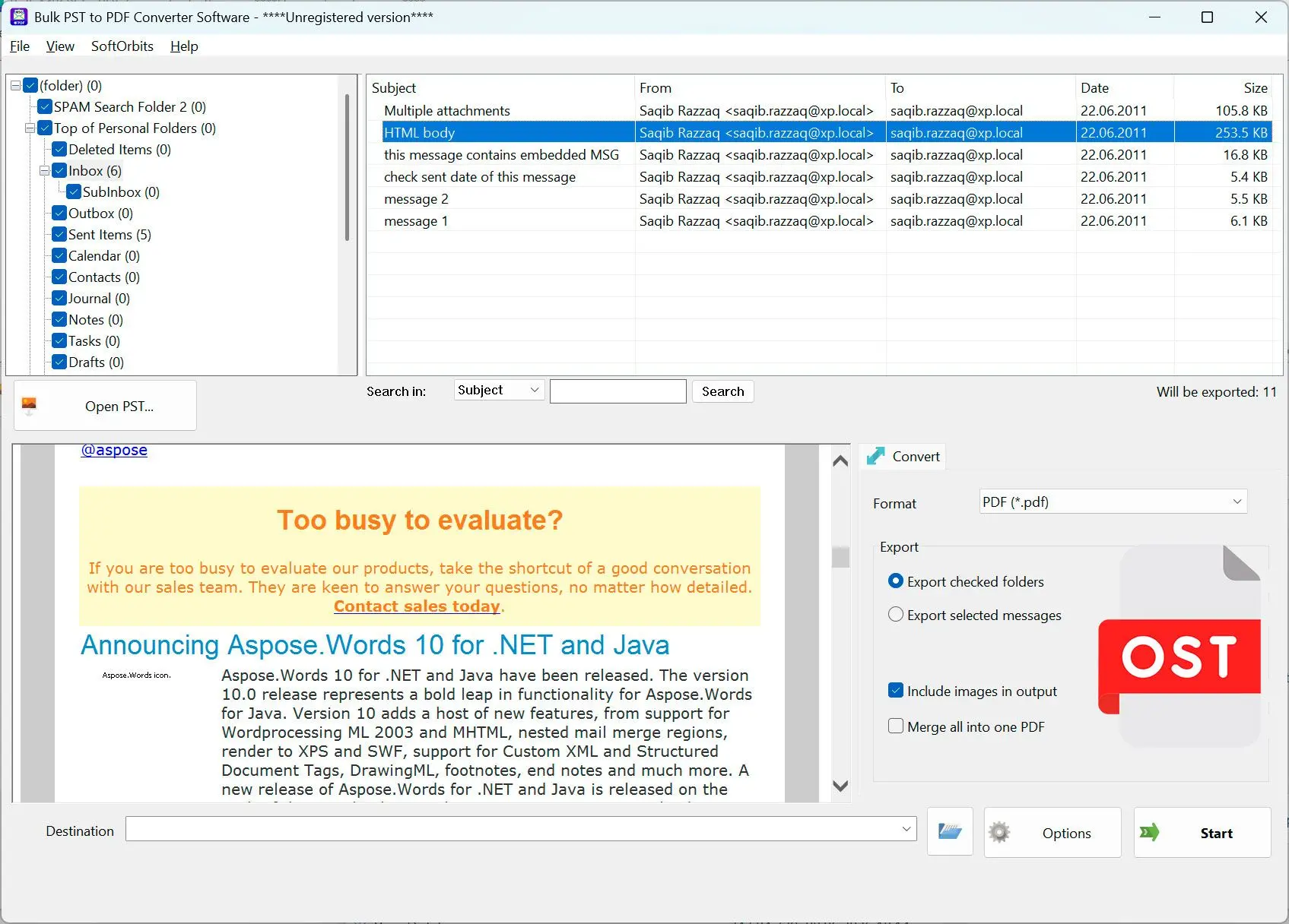 PST to PDF Converter Software Snímek obrazovky.