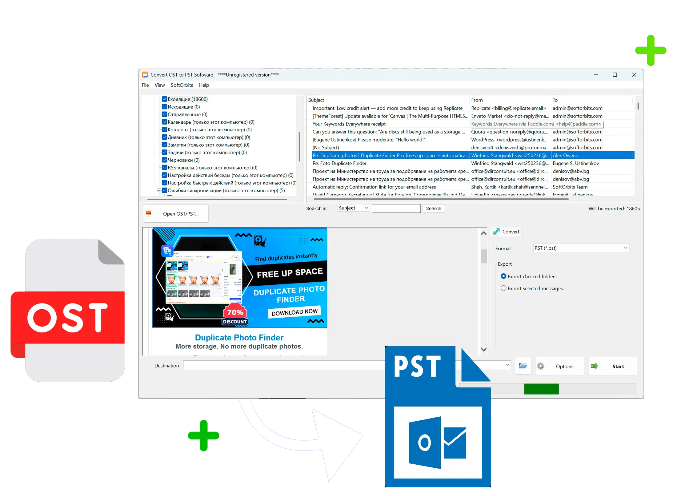 OST to PST Converter Tool Snímek obrazovky.