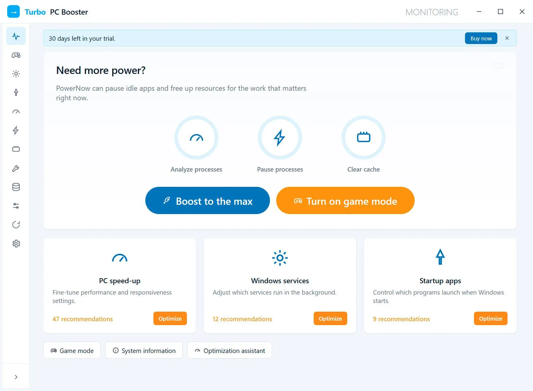 Turbo PC Optimizer Snímek obrazovky.