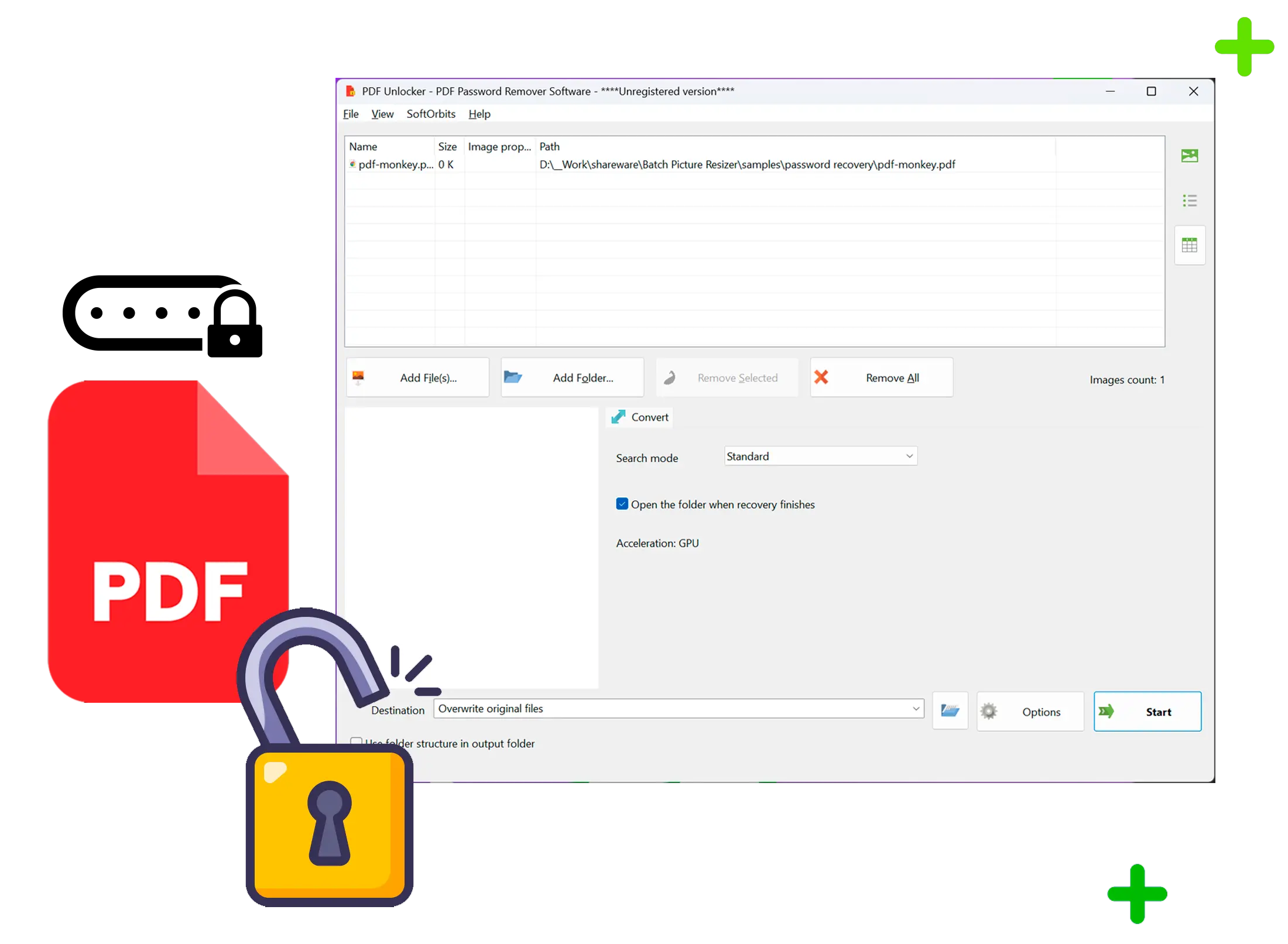PDF Password Recovery Snímek obrazovky.