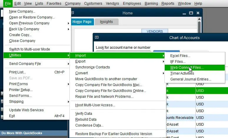 Import do QuickBooks.