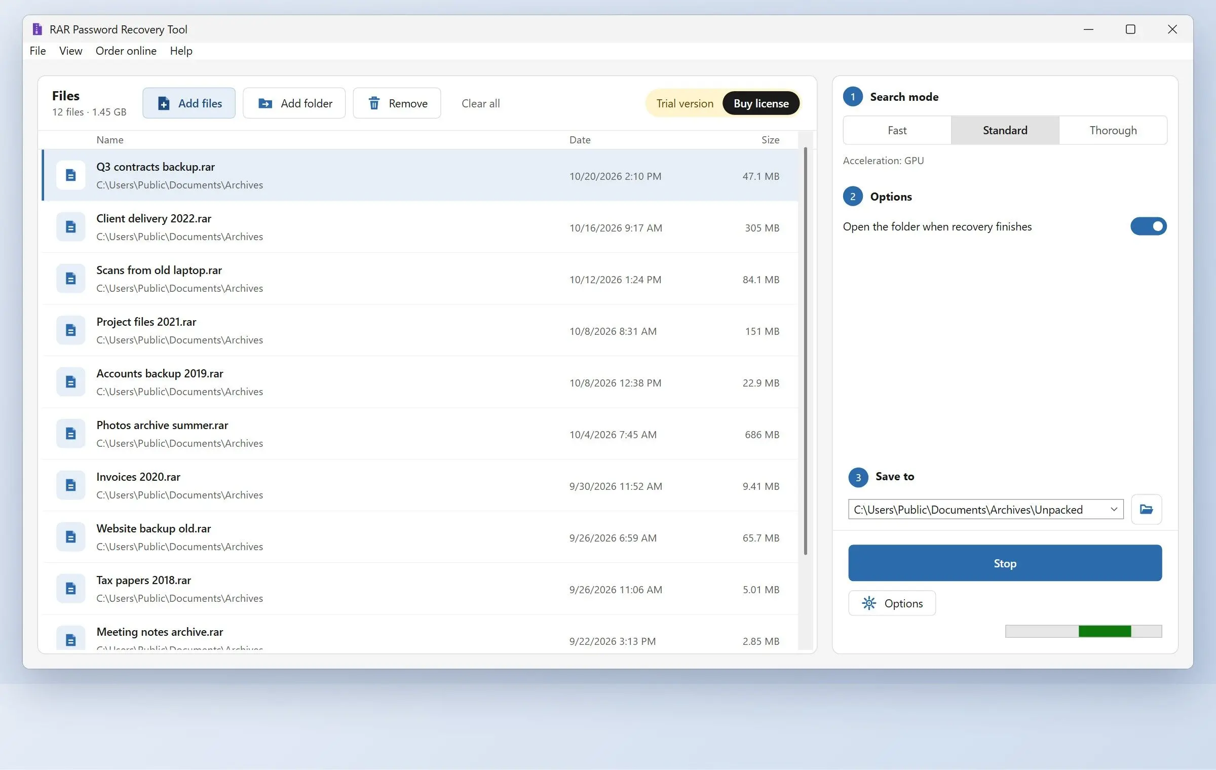 ZIP Password Recovery Snímek obrazovky.