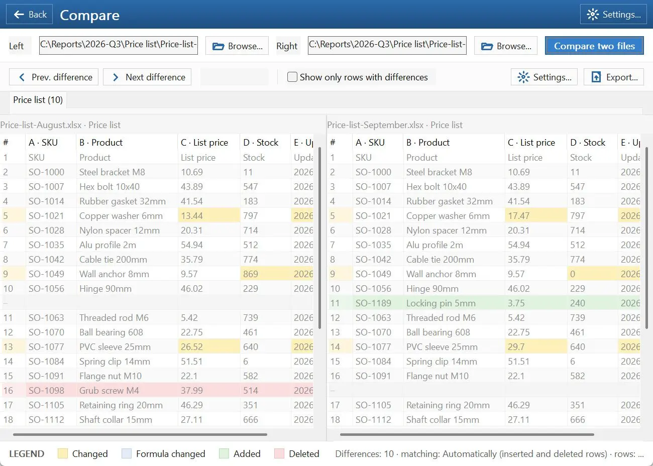 Spreadsheet Compare & Merge Tool for Excel - Combine Excel Files into One Snímek obrazovky.