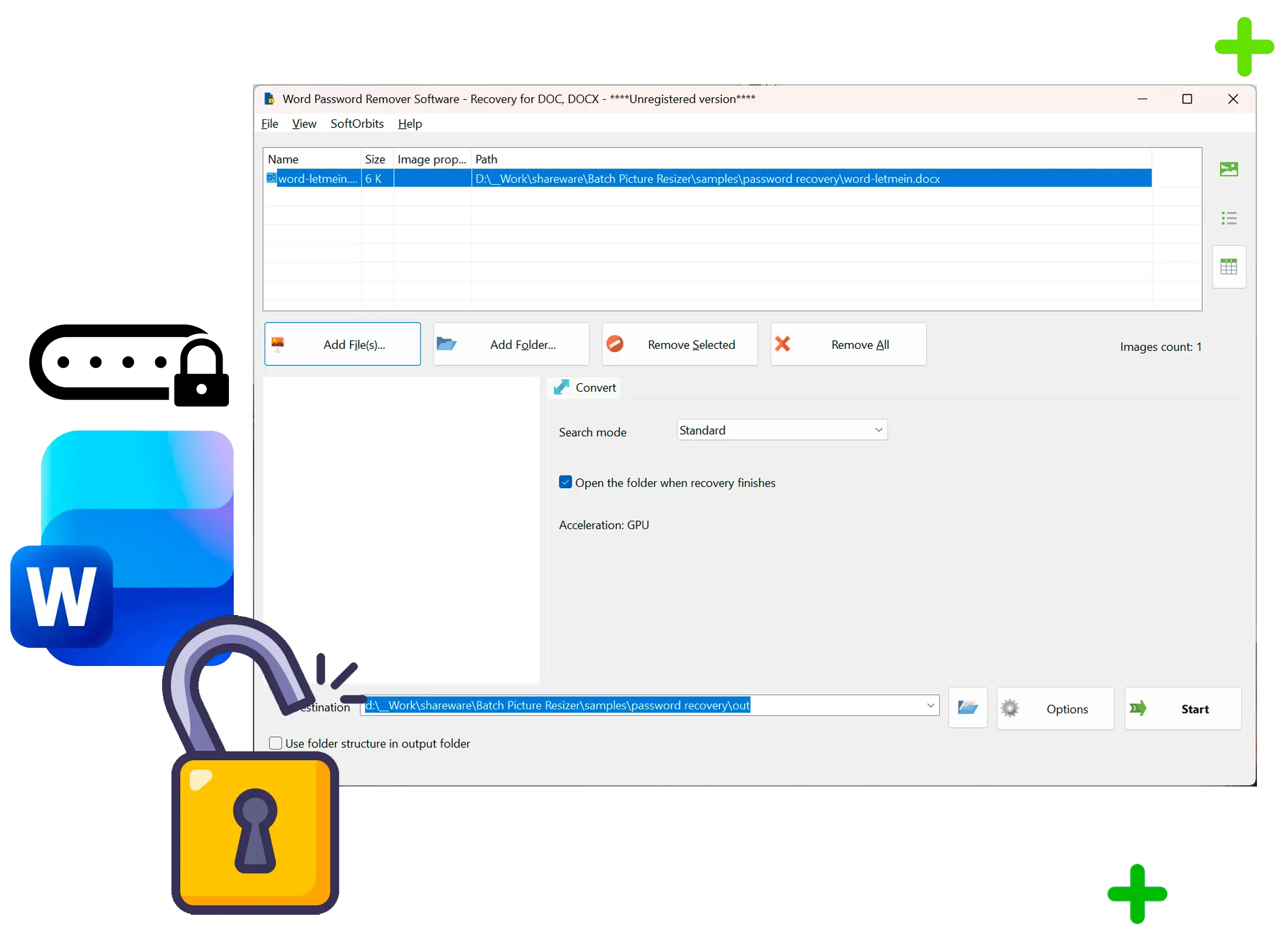 Word Password Recovery Snímek obrazovky.