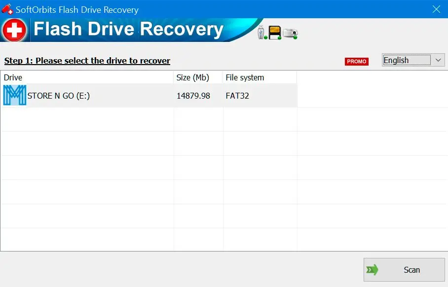 SoftOrbits Flash Drive Recovery Snímek obrazovky.
