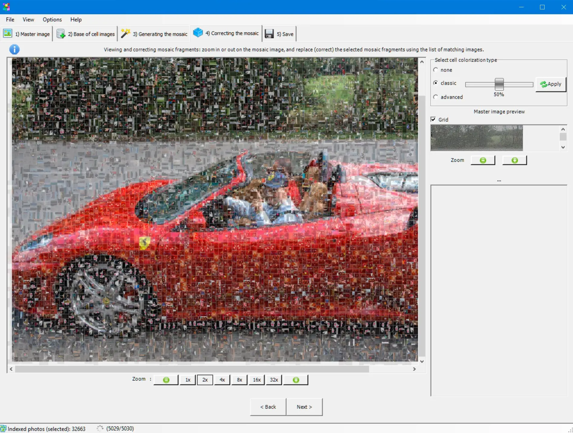 Photo Mosaic Software Snímek obrazovky.